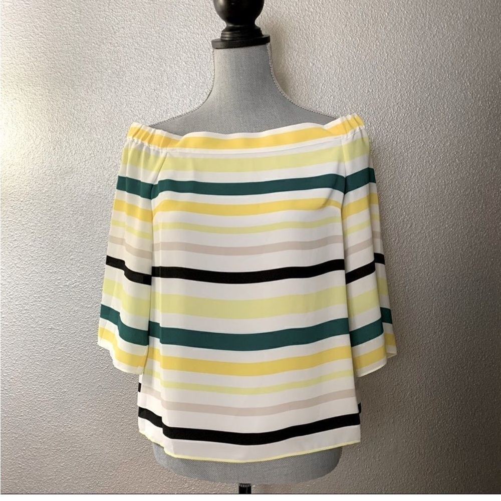 1. STATE cold shoulder striped top